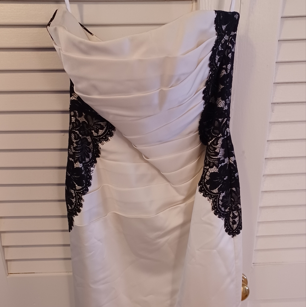 Satin ivory rouched cocktail dress